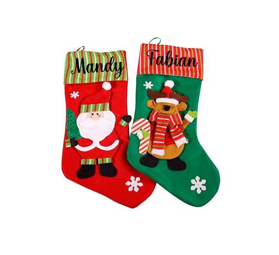Chaussette de Noël renne vert