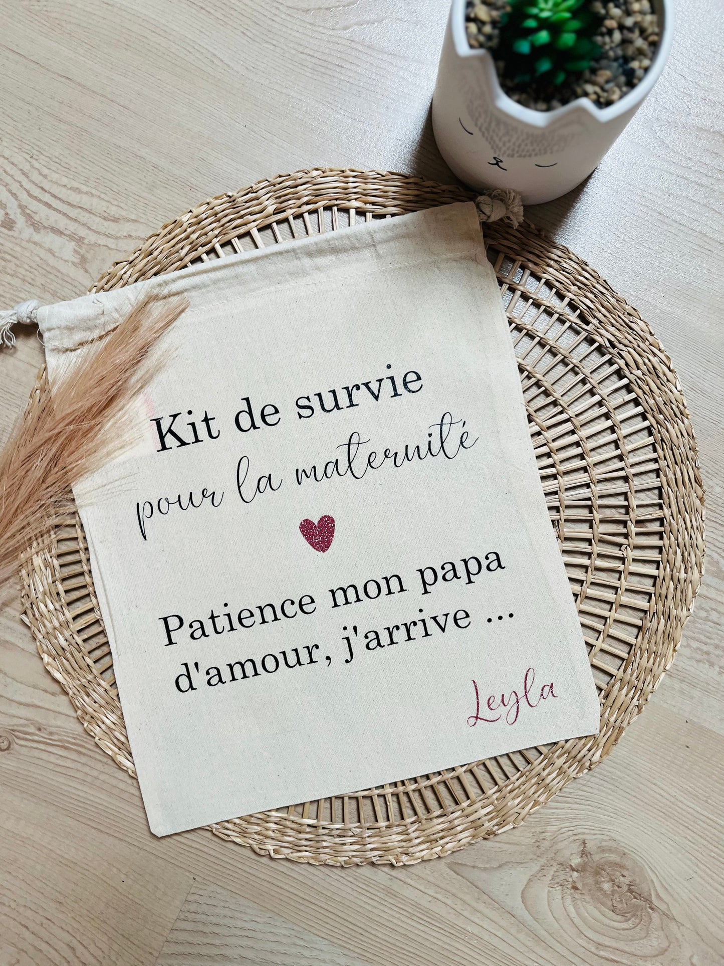 Pochon personnalisé PAPA - Kit survie maternité