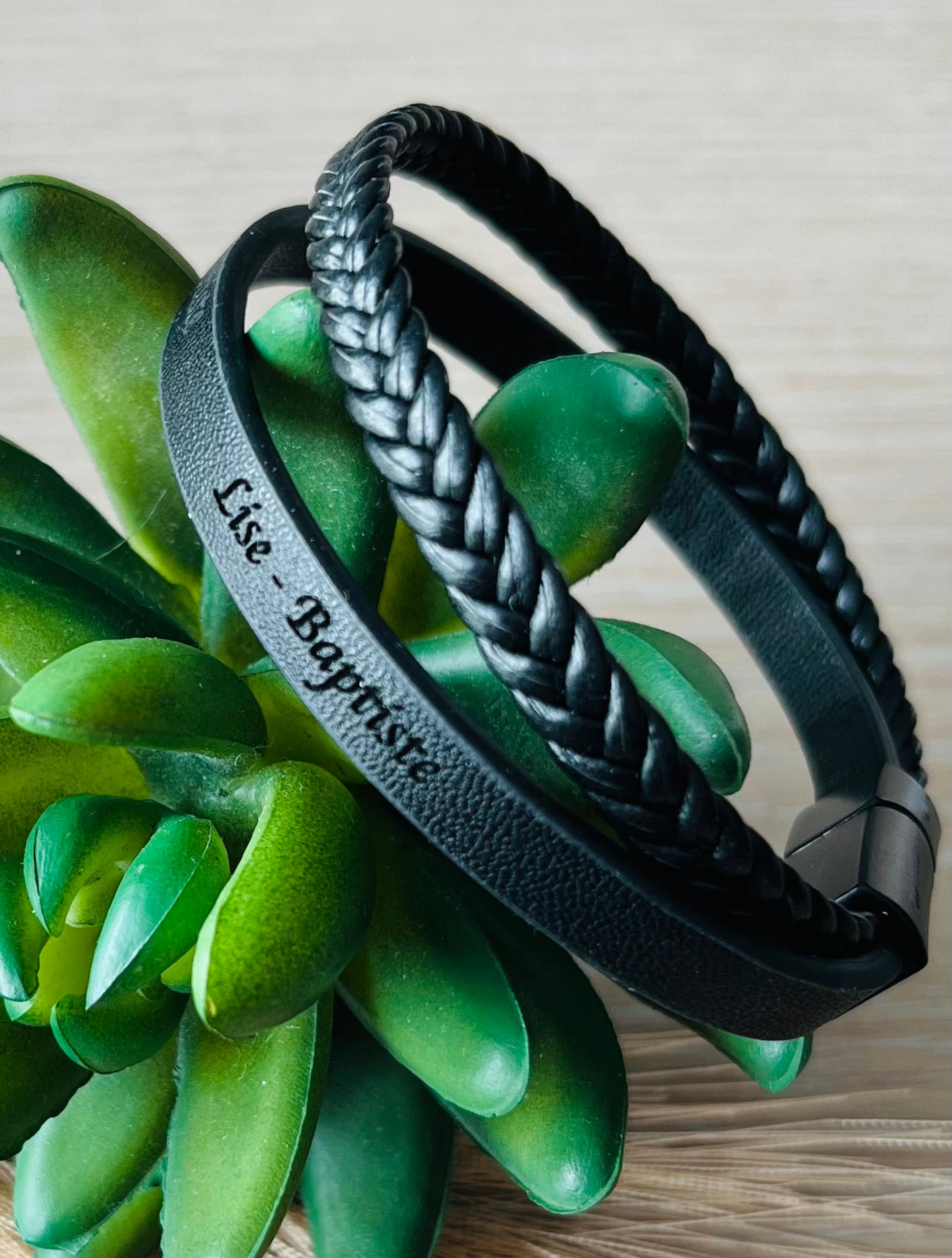 Bracelet personnalisé simili cuir - PARRAIN