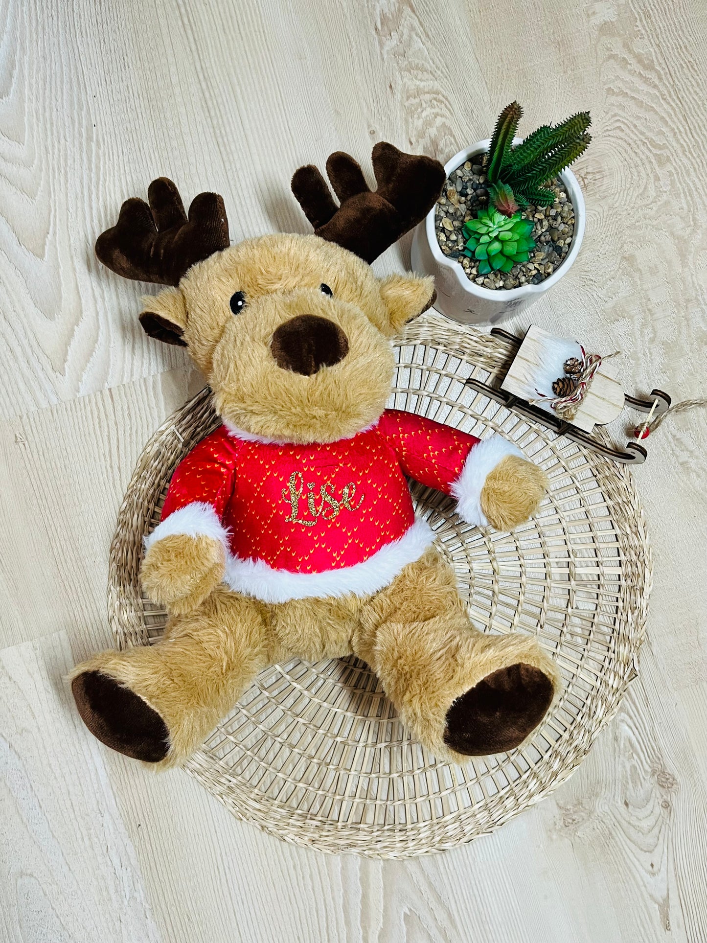 Peluche renne de Noël personnalisée
