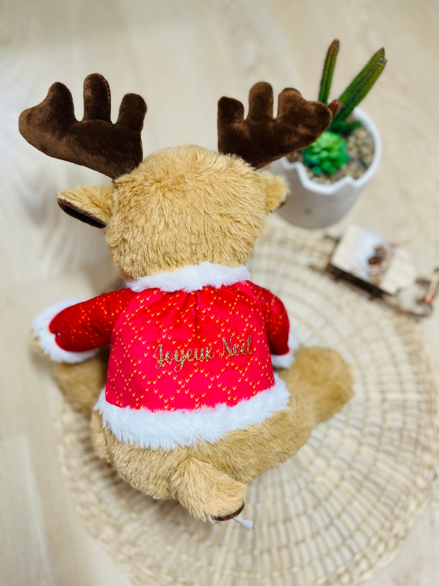 Peluche renne de Noël personnalisée