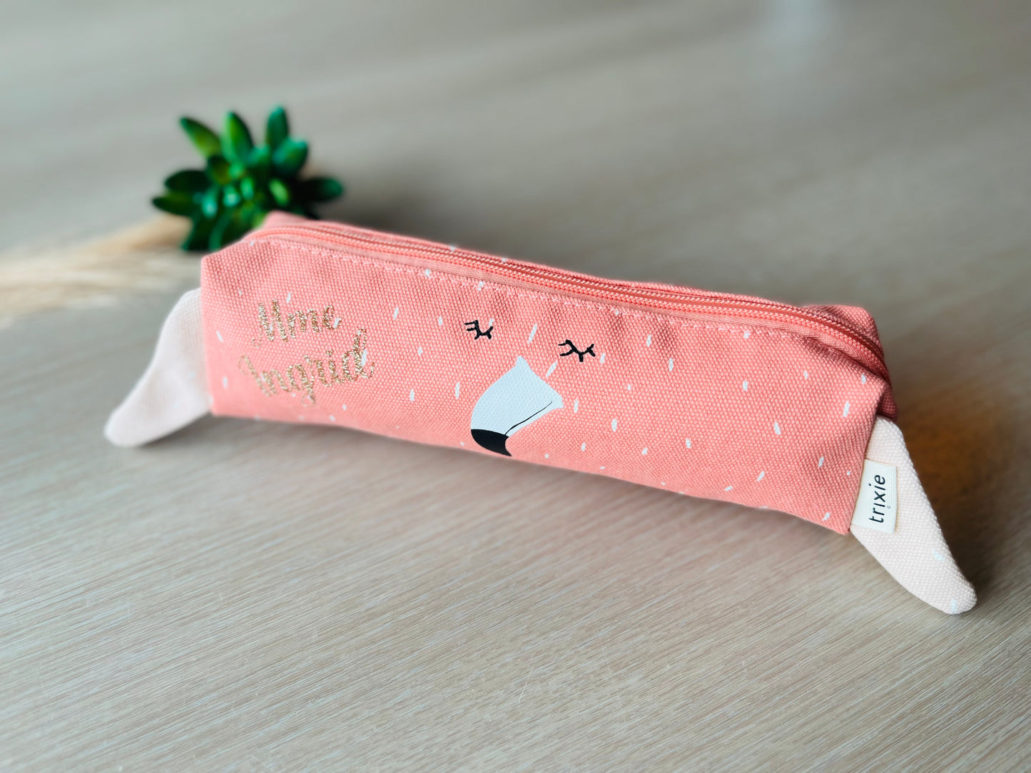 Plumier Trixie personnalisé flamant rose