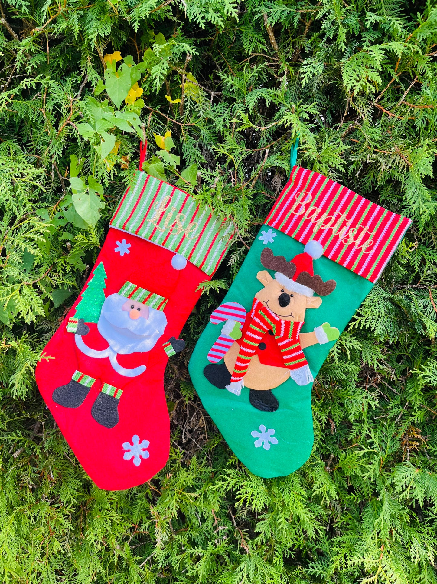 Chaussette de Noël renne vert