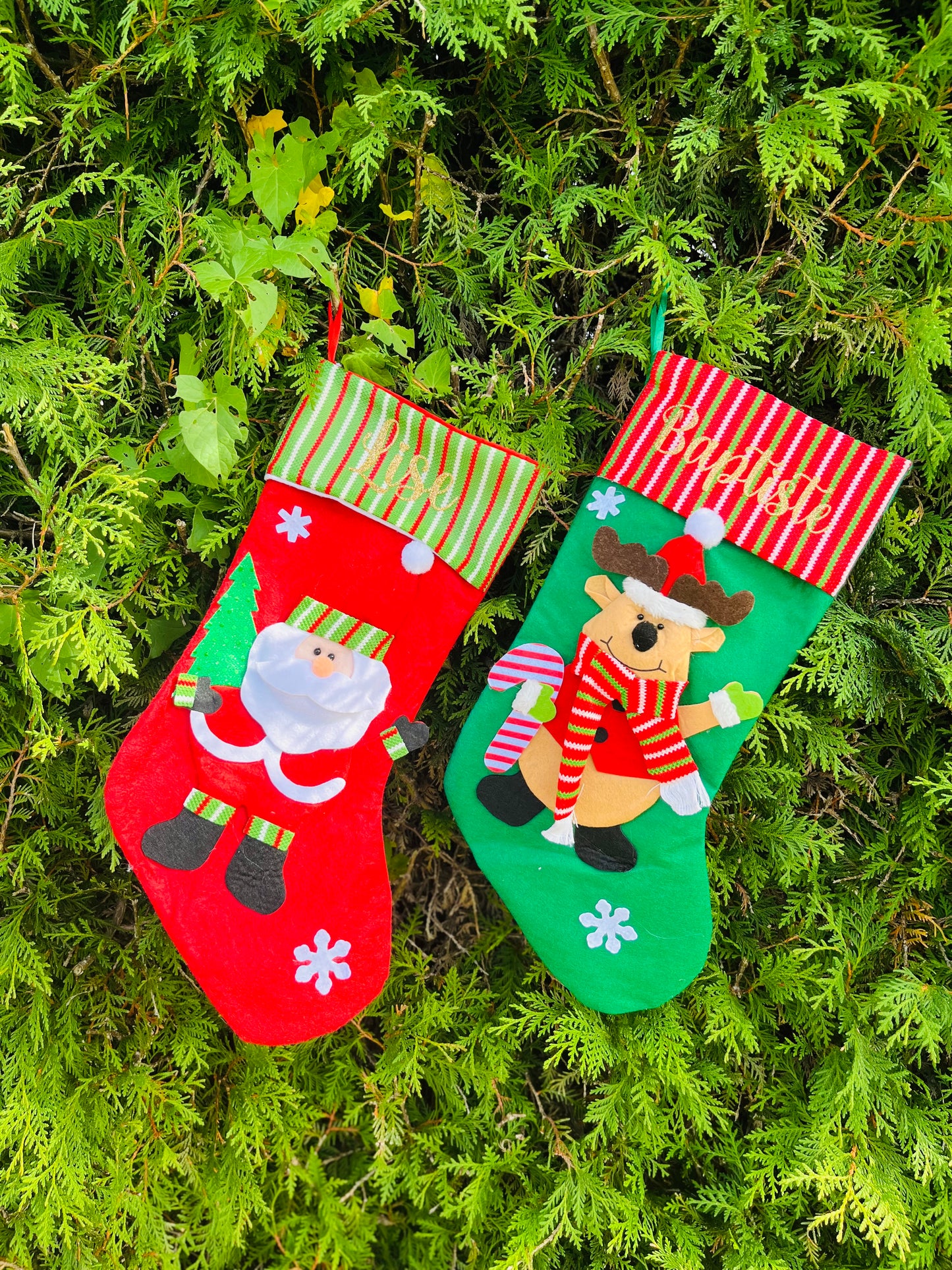 Chaussette de Noël renne vert