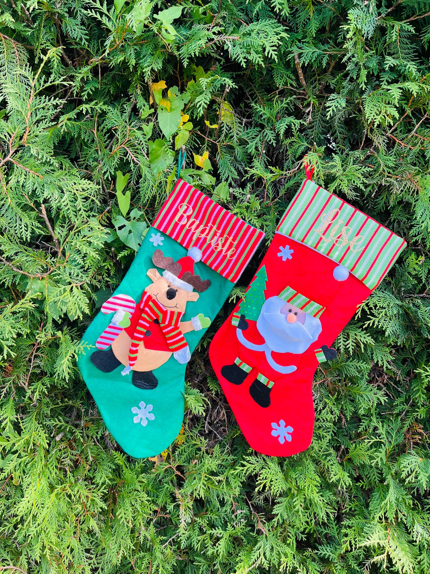 Chaussette de Noël renne vert