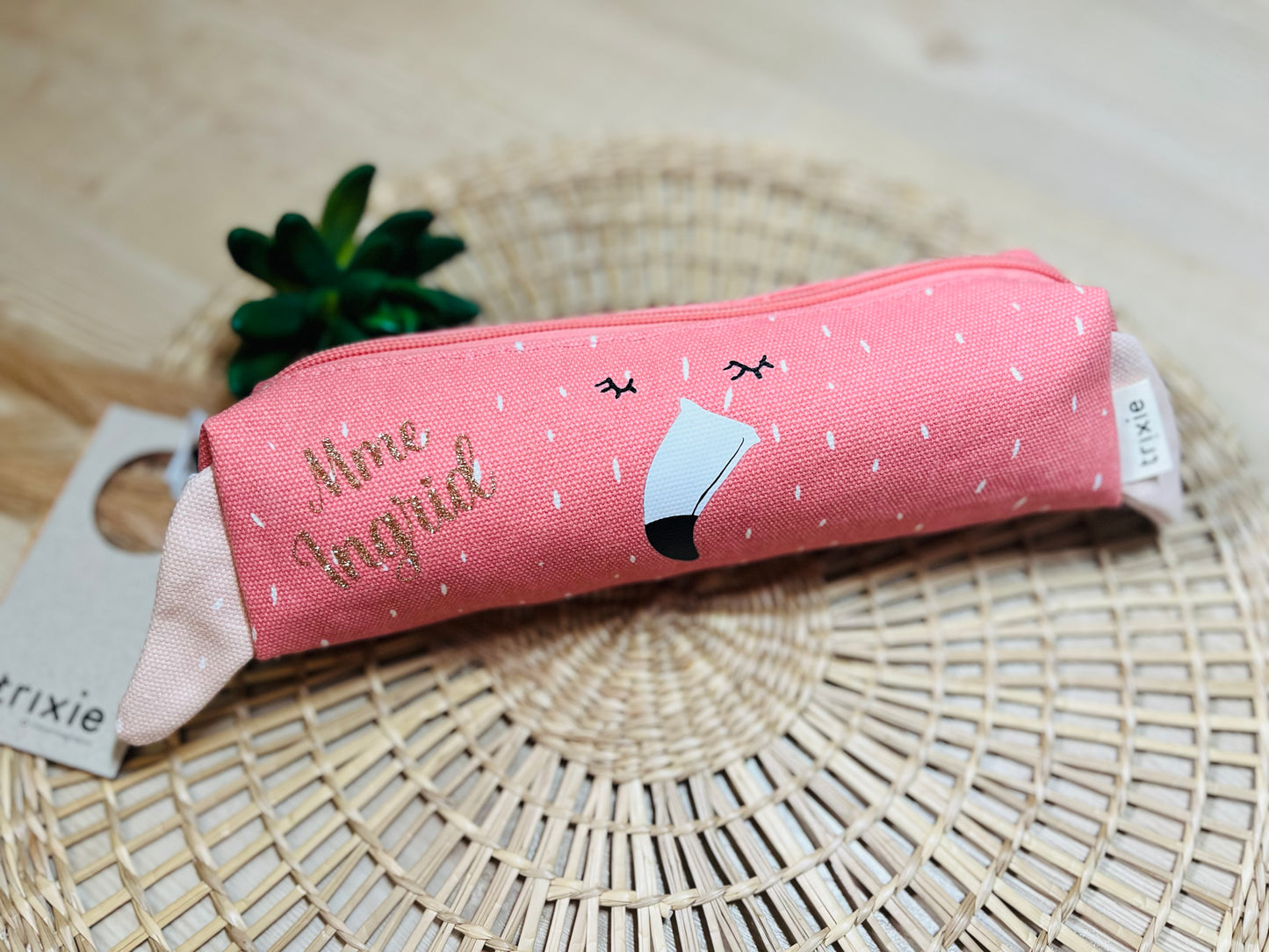 Plumier Trixie personnalisé flamant rose