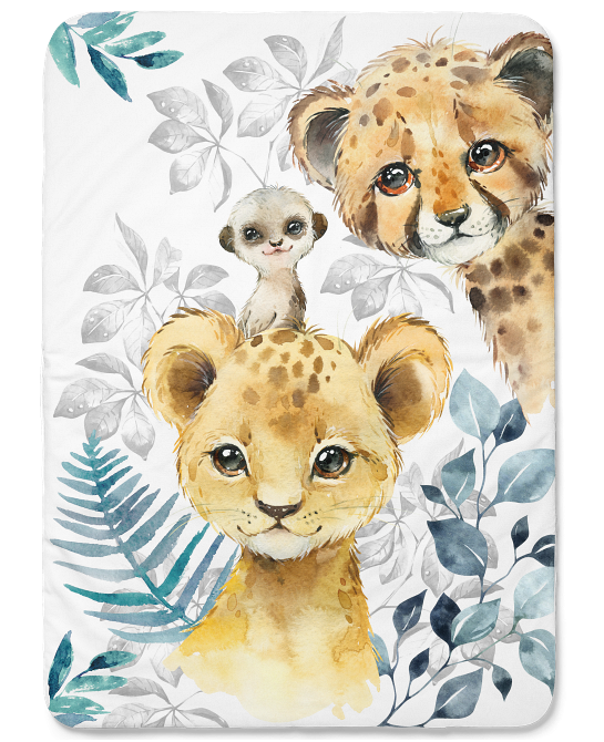 Couverture bébé safari bleu