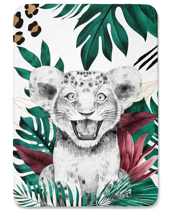 Couverture lion bordeaux vert