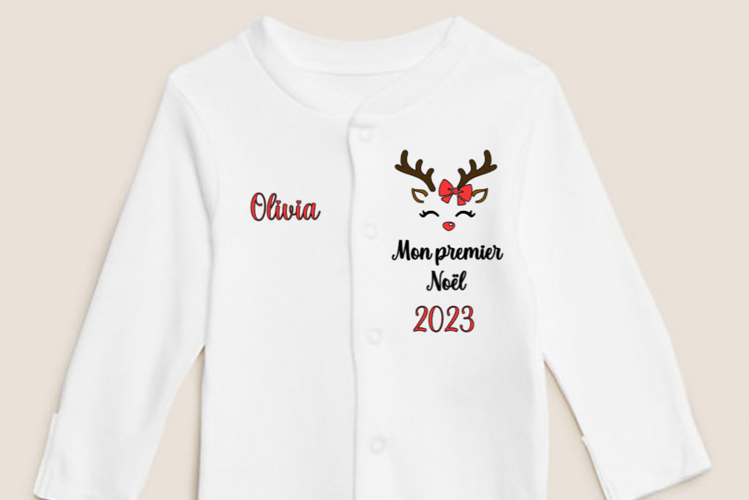 Pyjama Noël renne avec nœud