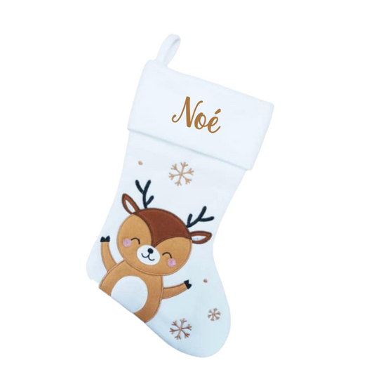 Chaussette de Noël Renne blanc