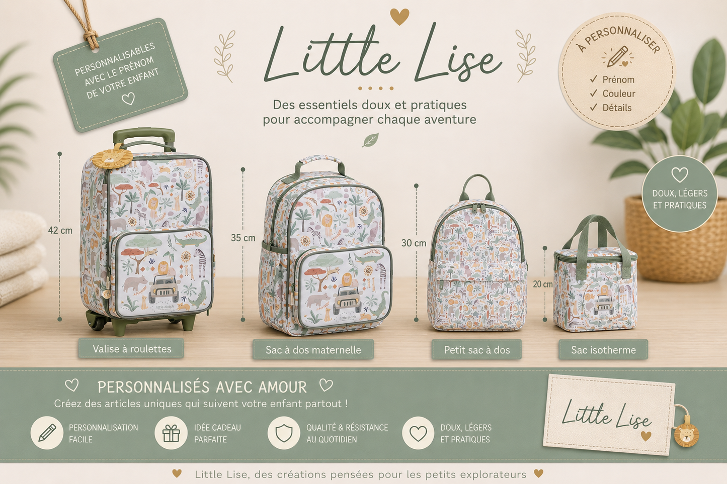 Sac à dos Little Dutch safari grand modèle