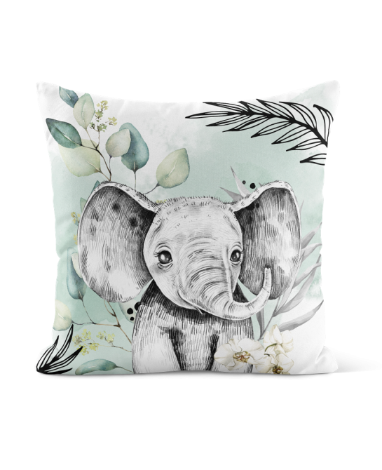 Taie pour coussin - Éléphant vert d’eau