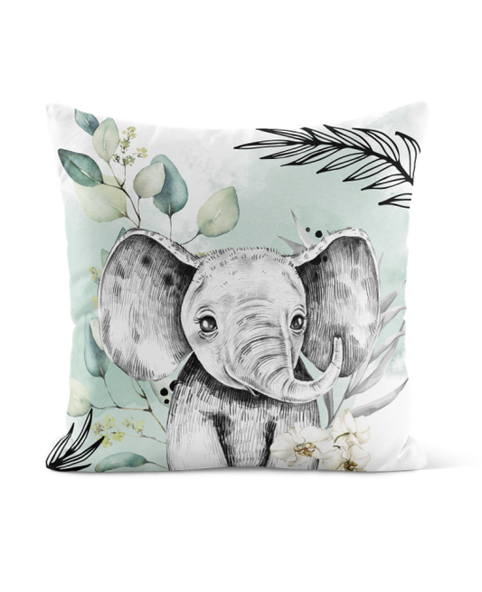 Taie pour coussin - Éléphant vert d’eau