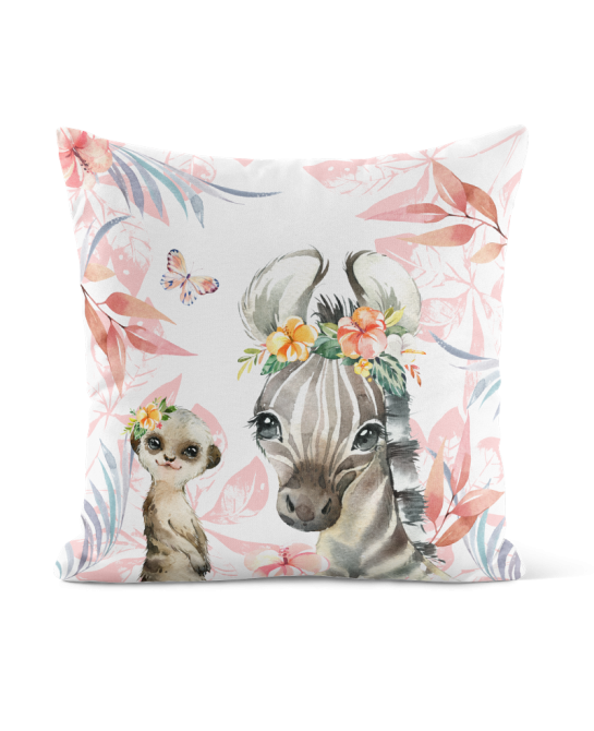 Taie pour coussin - Bébé Safari rose