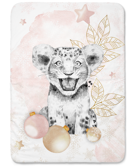 Couverture Noël Lion Rose