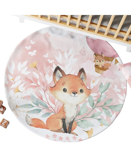 Tapis rond renard rose