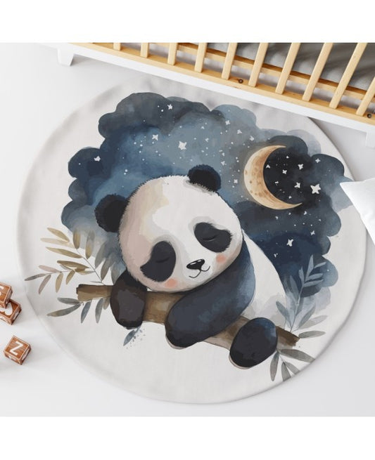 Tapis rond panda nuit