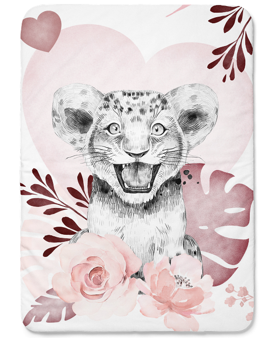 Couverture lion vieux rose