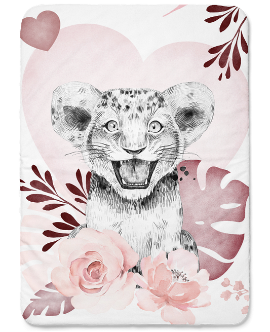 Couverture lion vieux rose