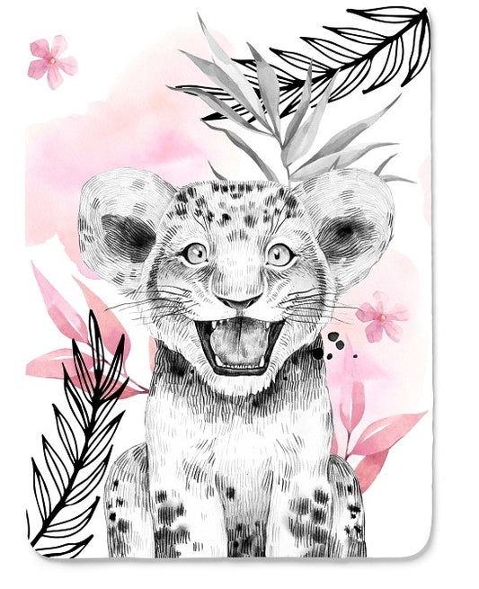 Couverture lion rose