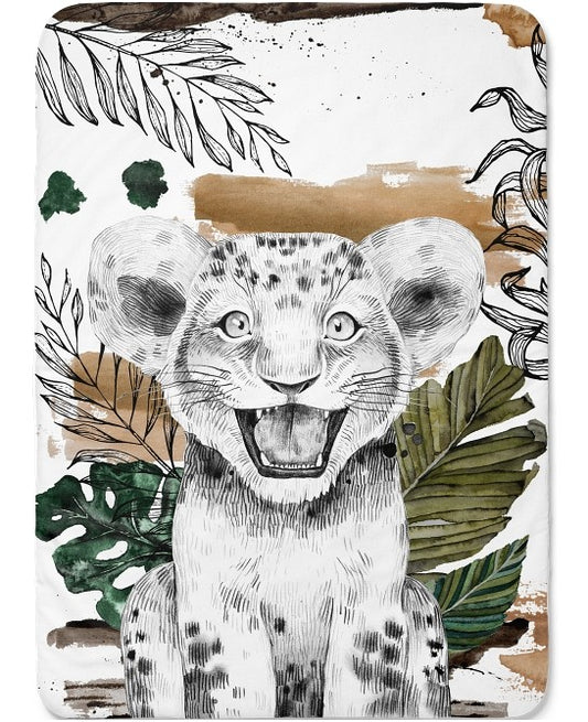 Couverture lion kaki